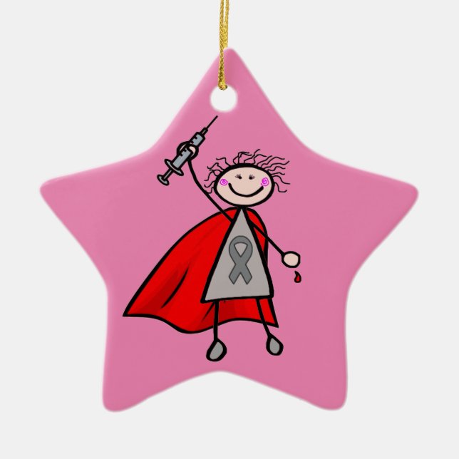 Diabetes Insulin Superhero Girl Ceramic Ornament (Front)