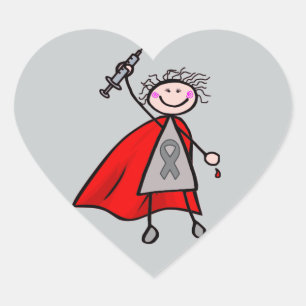 Diabetes Insulin Superhero Girl Heart Sticker