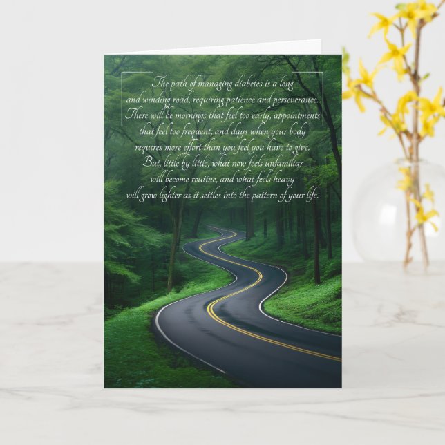 Diabetes Long Winding Road Sentimental Get Well Card (Yellow Flower)