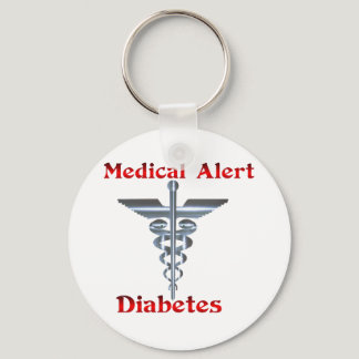 Diabetes Medical Alert Silver Rod & Snakes Keychain