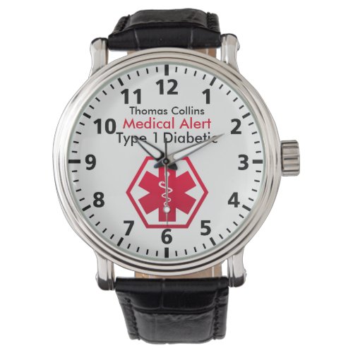 Diabetes Medical Alert Type 1 or 2 Watch