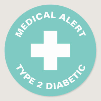 Diabetes Medical Alert Type 2 Diabetic Blue  Classic Round Sticker