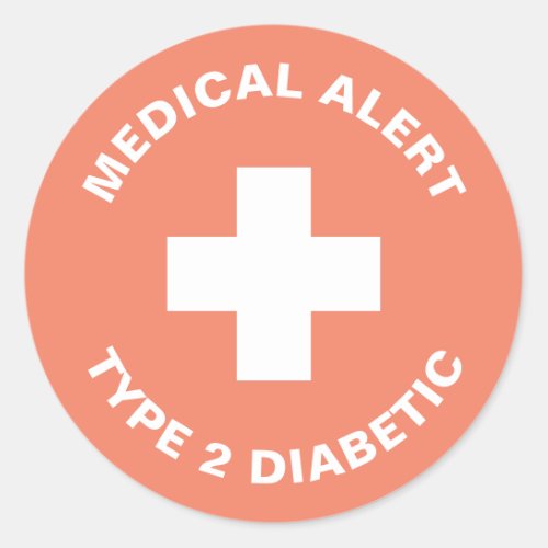Diabetes Medical Alert Type 2 Diabetic Pastel  Classic Round Sticker