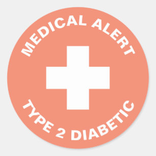 Diabetes Medical Alert Type 2 Diabetic Pastel  Classic Round Sticker