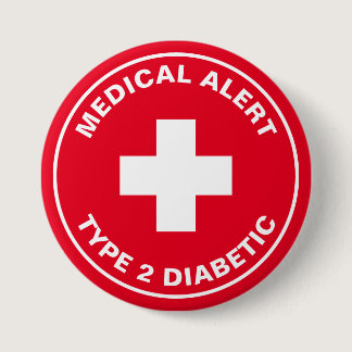 Diabetes Medical Alert Type 2 Diabetic Red  Button