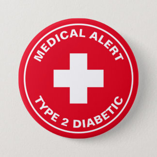 Diabetes Medical Alert Type 2 Diabetic Red  Button