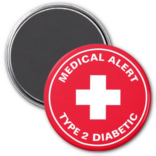 Diabetes Medical Alert Type 2 Diabetic Red  Magnet