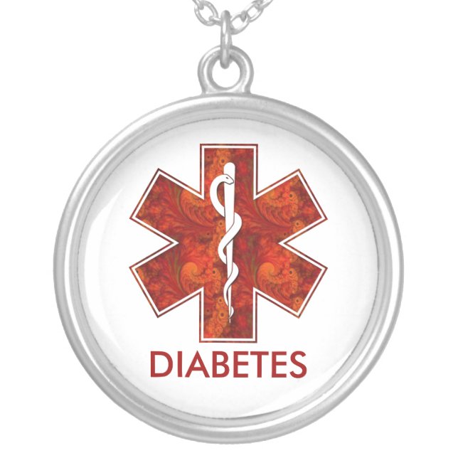 Diabetes Medical Pendant Necklace: Customizable (Front)