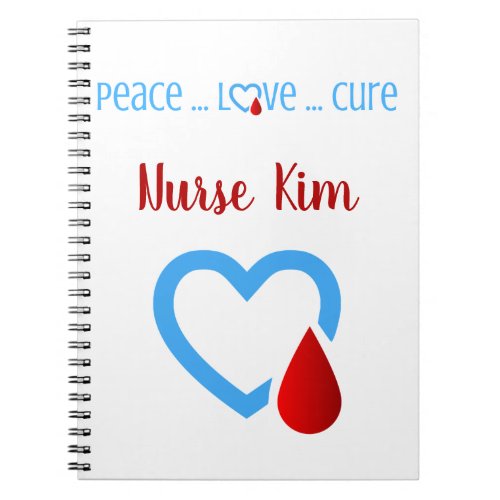 Diabetes Peace Love Cure Design Notebook