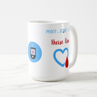 Diabetes Peace Love Cure Heart Design Coffee Mug
