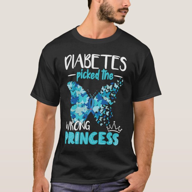 Diabetes Picked The Wrong Princess Diabetes T-Shirt (Front)