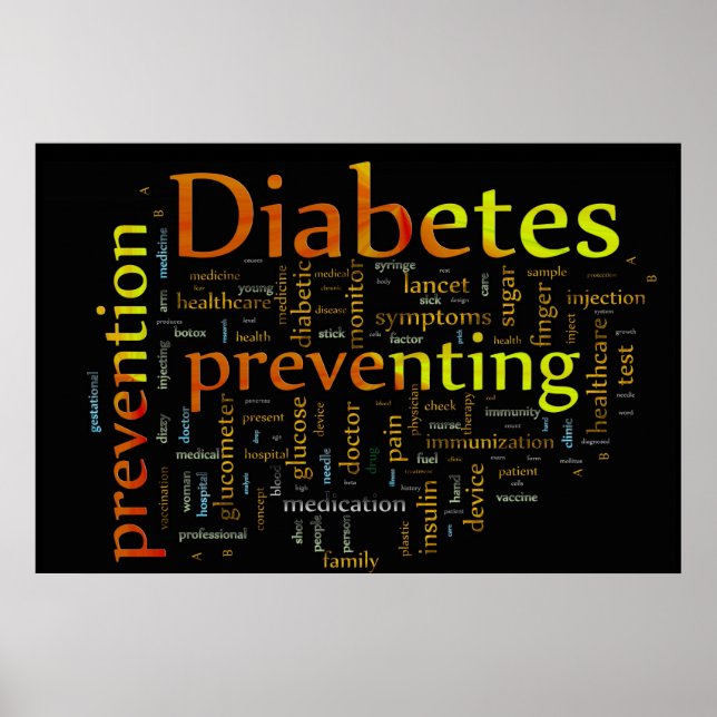 Diabetes Preventing BLACK Poster (Front)