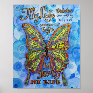 Diabetes Rainbow Butterfly Painting Art Posters