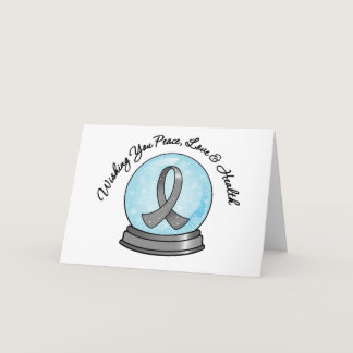 Diabetes Ribbon Merry Christmas Snowglobe Holiday Card
