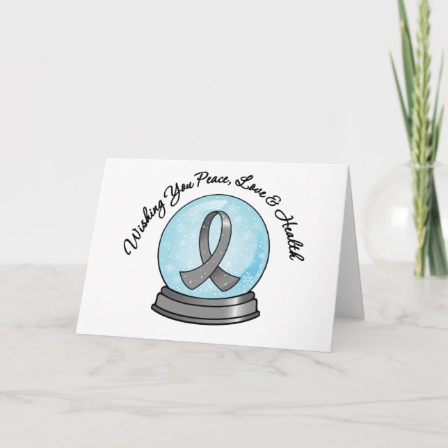 Diabetes Ribbon Merry Christmas Snowglobe Holiday Card (Front)