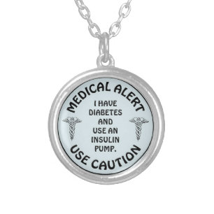 DIABETES SILVER PLATED NECKLACE