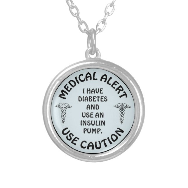 DIABETES SILVER PLATED NECKLACE (Front)