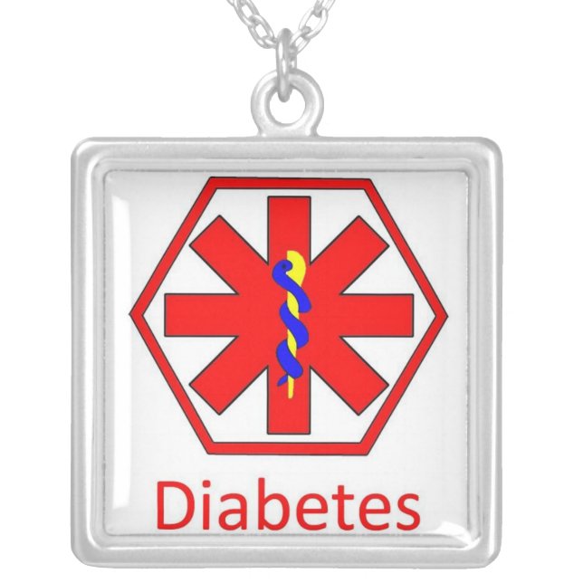 diabetes silver plated necklace (Front)