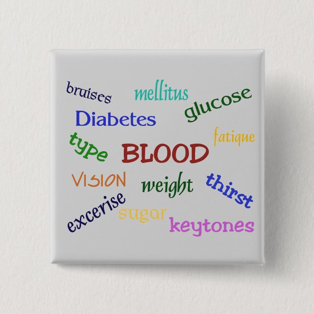 Diabetes Square Button (Front)
