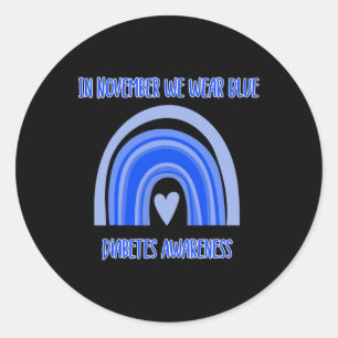 Diabetes T1d Awareness Month Blue Rainbow Ribbon S Classic Round Sticker