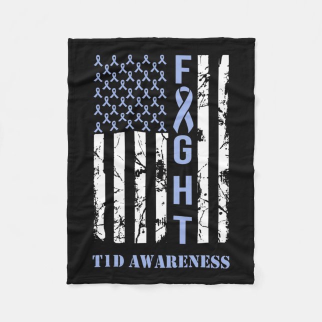 Diabetes T1d Awareness Month Fight Flag Blue Ribbo Fleece Blanket (Front)