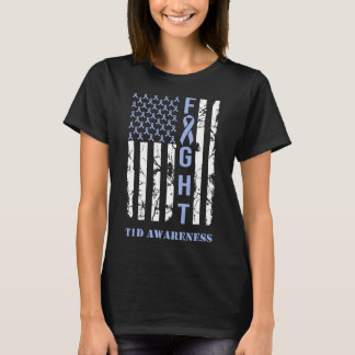 Diabetes T1d Awareness Month Fight Flag Blue Ribbo T-Shirt