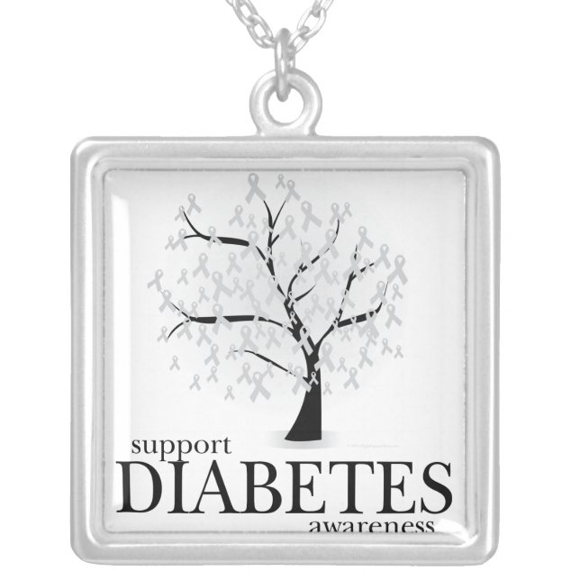 Diabetes Tree Silver Plated Necklace (Front)