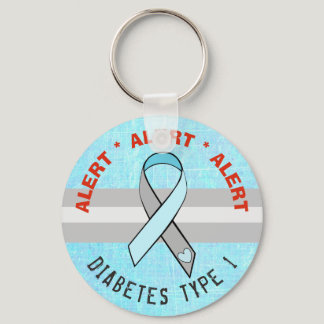 Diabetes Type 1 Alert Key Chain Awareness Ribbon