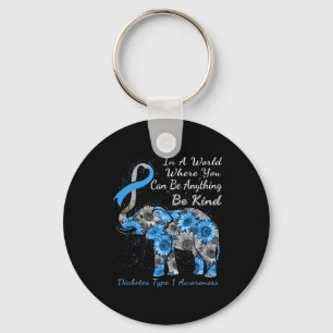 Diabetes Type 1 Awareness Sunflower Elephant Be Ki Keychain