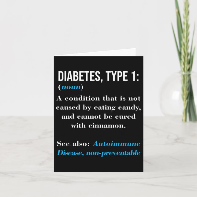 Diabetes Type 1 Definition Autoimmune Disease  Card (Front)