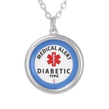 Diabetes Type 1 Silver Plated Necklace by Bubbleprint at Zazzle
