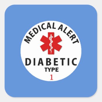 Diabetes Type 1 Square Sticker by Bubbleprint at Zazzle