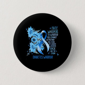 Diabetes Warrior Blue Ribbon Butterfly Diabetes Button