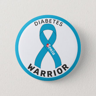 Diabetes Warrior Ribbon White Button
