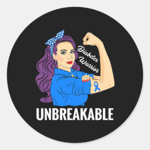 Diabetes Warrior Sugar Diabetic Type 1 2 Awareness Classic Round Sticker