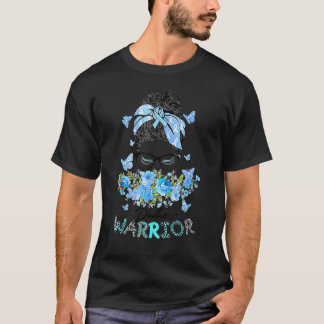 Diabetes Warrior T1d Messy Bun Hair Diabetes Aware T-Shirt