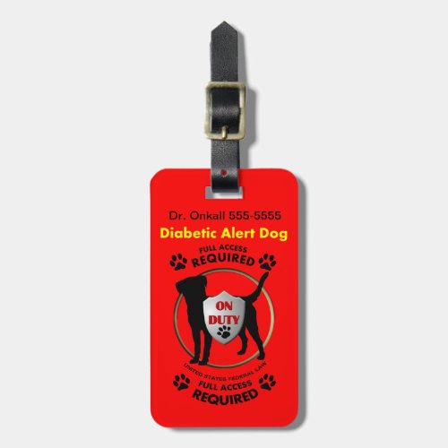 Diabetic Alert Personalized Dog ID Luggage Tag