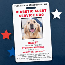 Diabetic Alert Service Dog Photo ID Badge