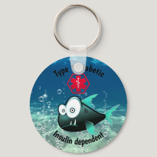 Diabetic Alert Type 1 or 2  Funny Fish Keychain