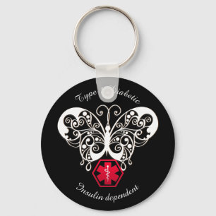 Diabetic Alert Type 1 or 2 Personalize Keychain