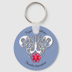 Diabetic Alert Type 1 or 2 Personalize Keychain