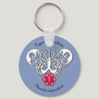 Diabetic Alert Type 1 or 2  Personalize Keychain