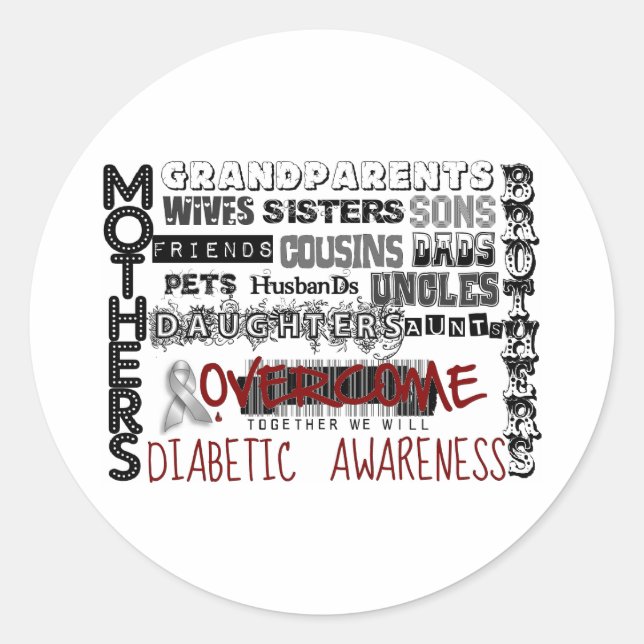 DIABETIC AWARENESS CLASSIC ROUND STICKER (Front)