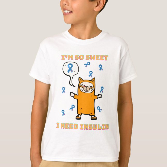 Diabetic + cat T-Shirt (Front)