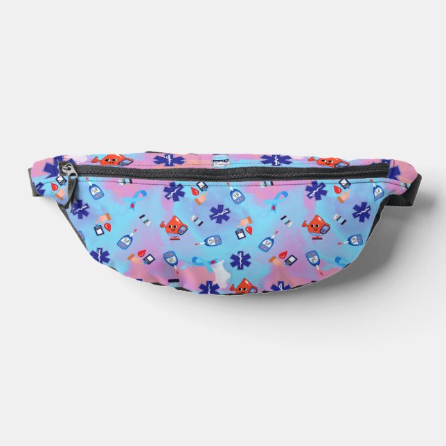 Diabetic Colorful Print Fanny Pack (Lay Down)