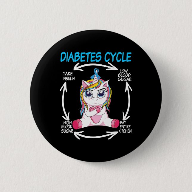 Diabetic Cycle Fun Unicorn Diabetes Awareness Tee  Button (Front)