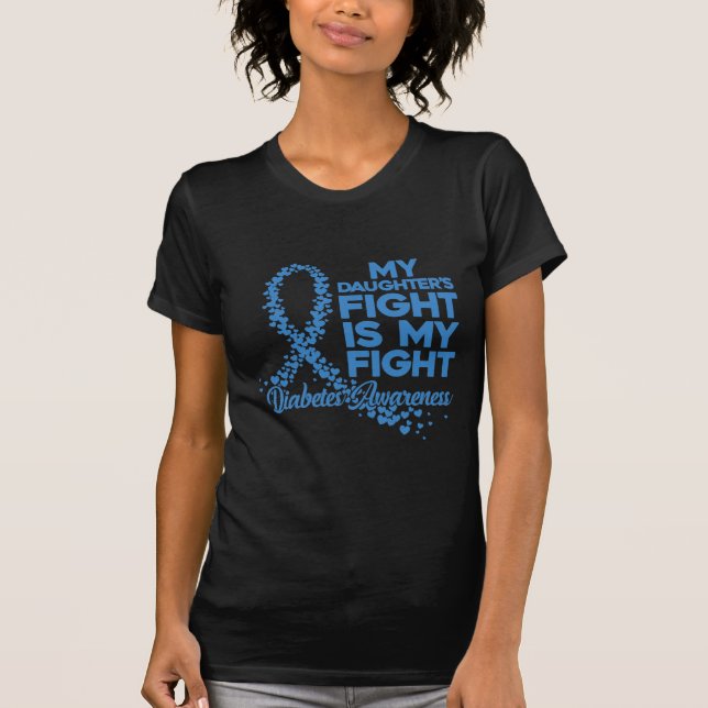 Diabetic Daugher Mother Fight Diabetes Awareness T-Shirt (Front)
