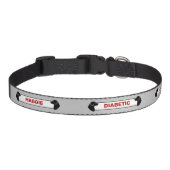 Diabetic Dog Alert Black Dog Silhouettes Gray Red Pet Collar (Front)