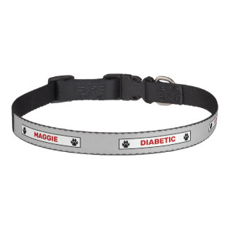 Diabetic Dog Alert Diabetes Warning Red And Gray Pet Collar