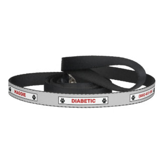 Diabetic Dog - Black Dog Paws - Red And Gray Pet Leash